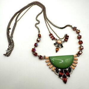 Stunning double stranded funky crystal, acrylic, bling and gold tone necklace!